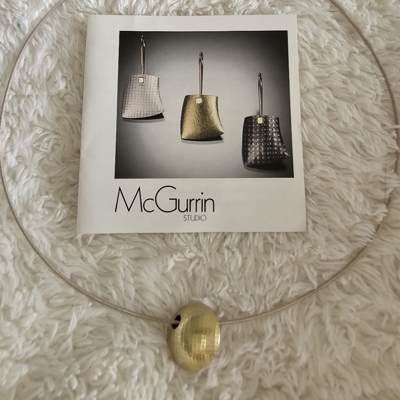 18K Yellow Gold and Sterling Silver Basket pattern McGurrin Studio Necklace - Picture 9 of 12